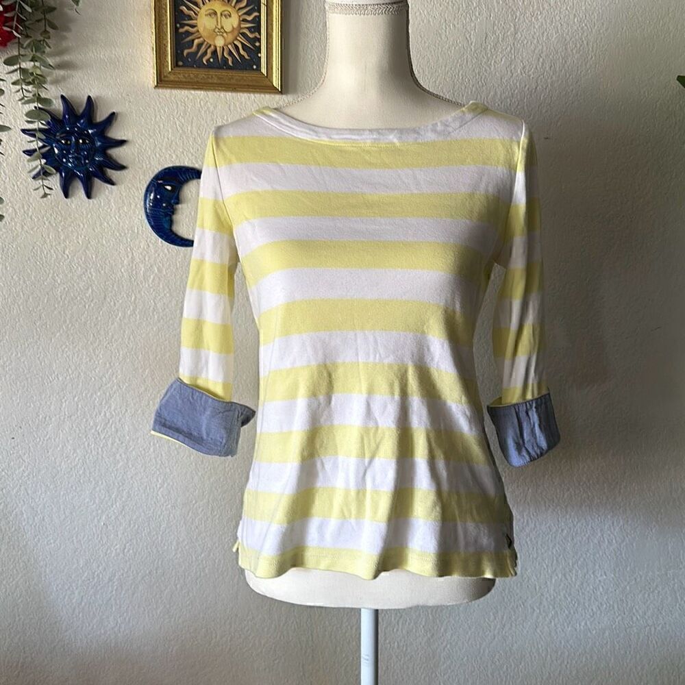Nautica Size small Yellow & white striped Blouse